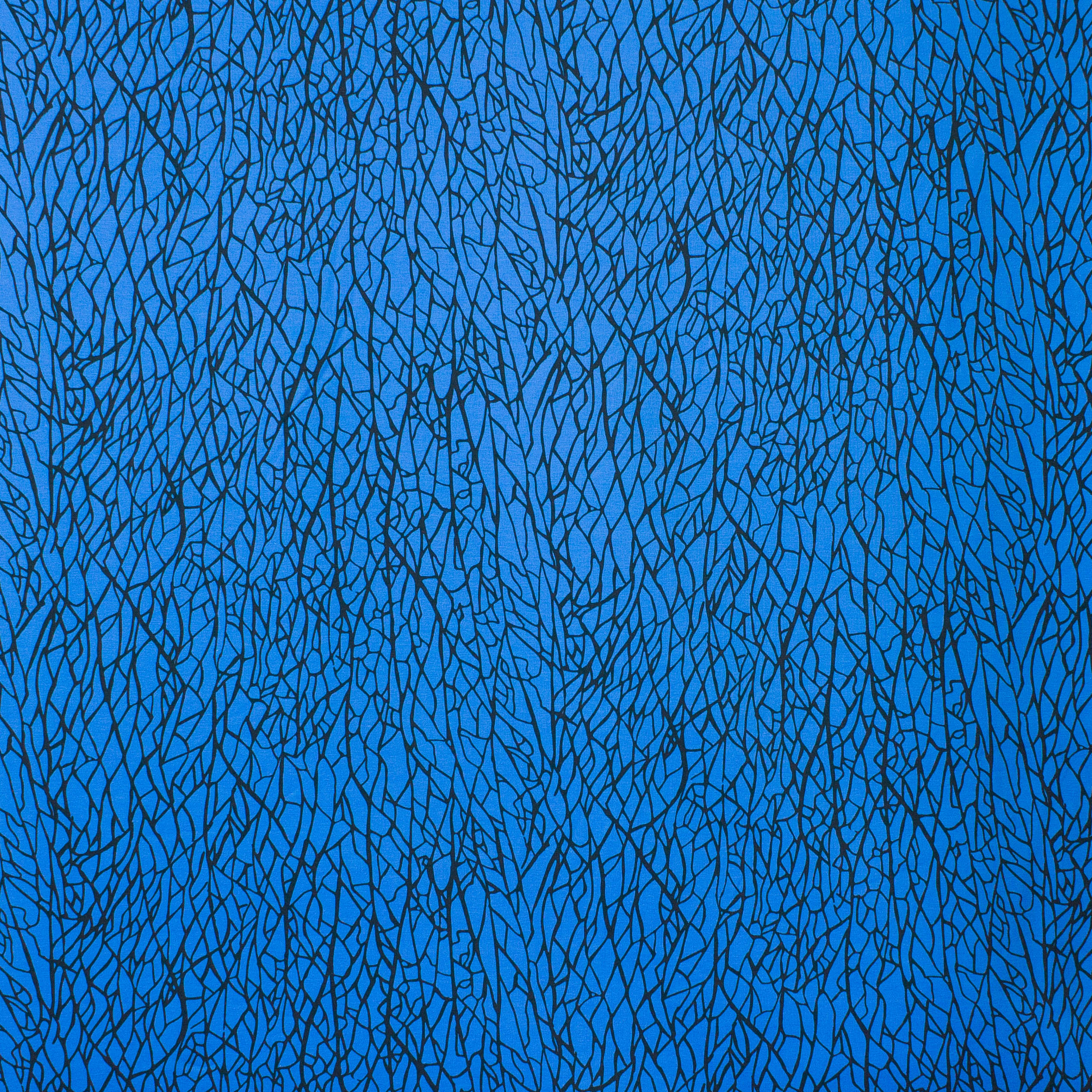 Blauwe french terry met zwarte lijnen - 'Veta' van Käselotti